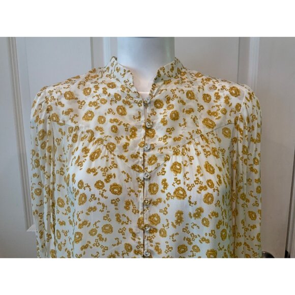 Gilner Farrar White & Gold Rosebud Floral Madison Top $220 Size S, NWT! - Picture 2 of 9